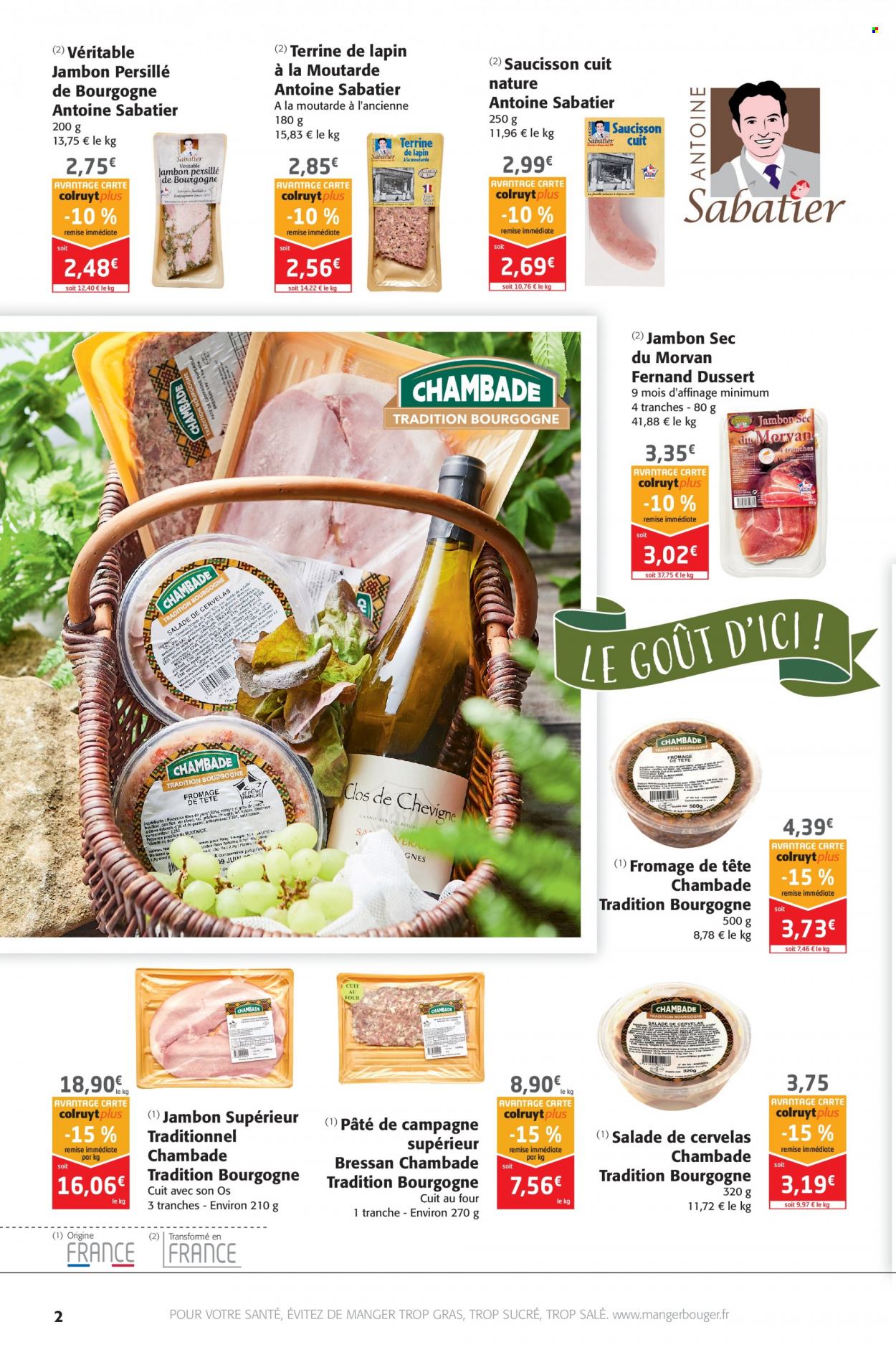 thumbnail - Catalogue Colruyt - 06/07/2022 - 17/07/2022 - Produits soldés - jambon sec, saucisson, terrine, fromage de tête, jambon persillé, moutarde à l’ancienne. Page 2.