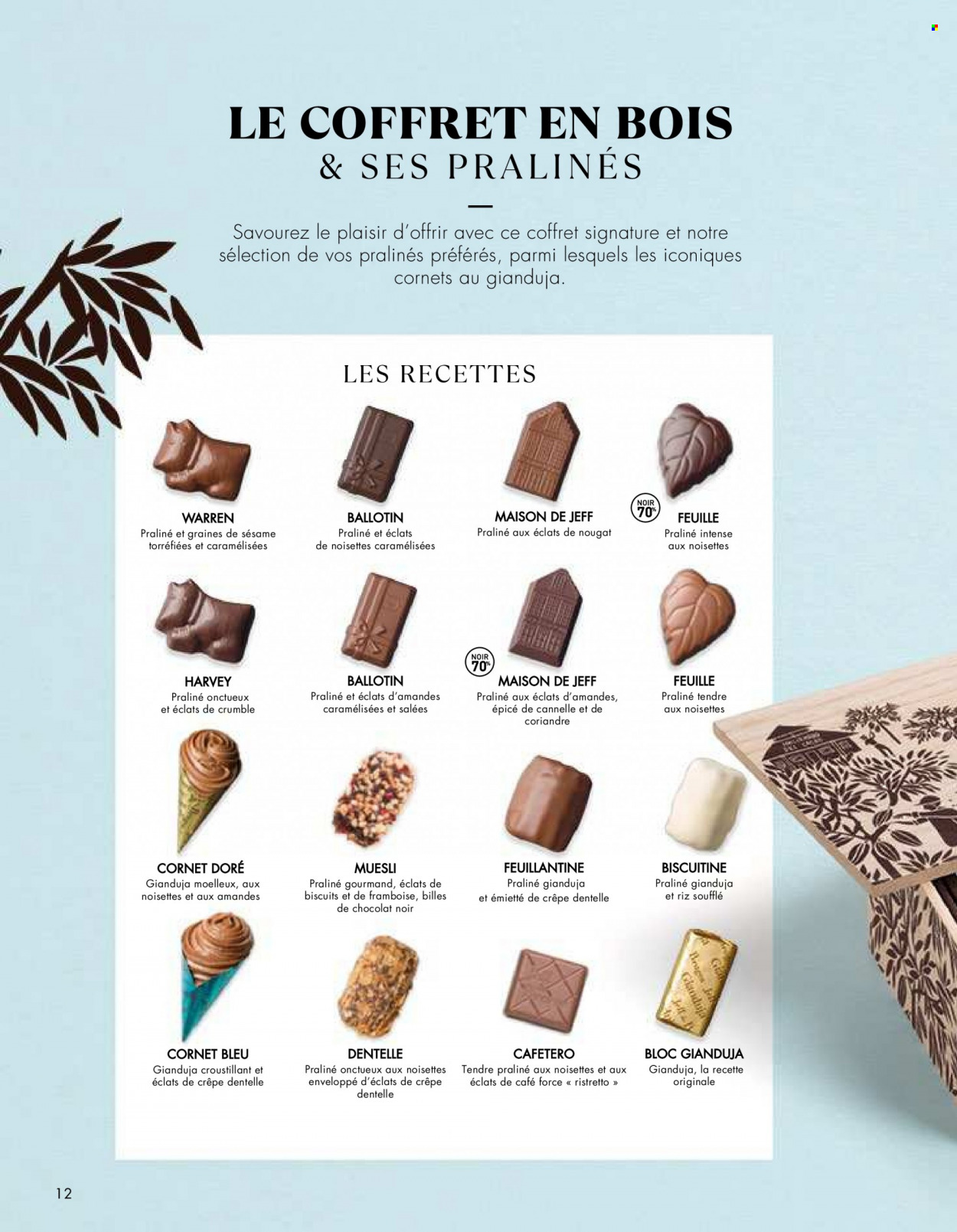 thumbnail - Catalogue Jeff de Bruges - 02/08/2022 - 25/12/2022 - Produits soldés - chocolat, biscuits, chocolat noir, pralinés. Page 12.