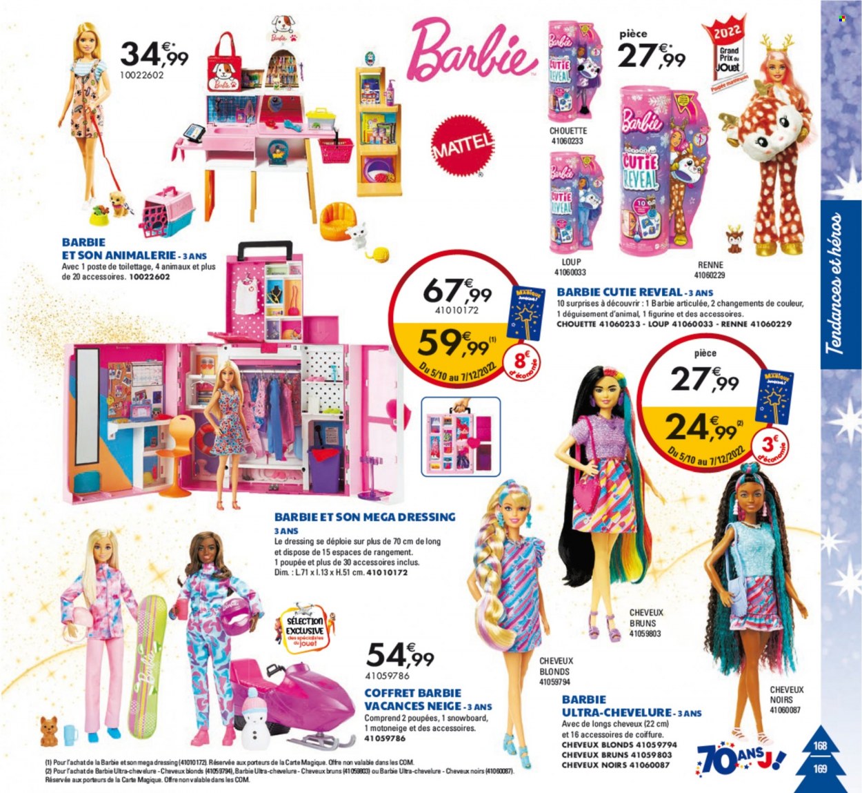 thumbnail - Catalogue JouéClub - Produits soldés - Barbie, coffret, costume, poupée. Page 169.