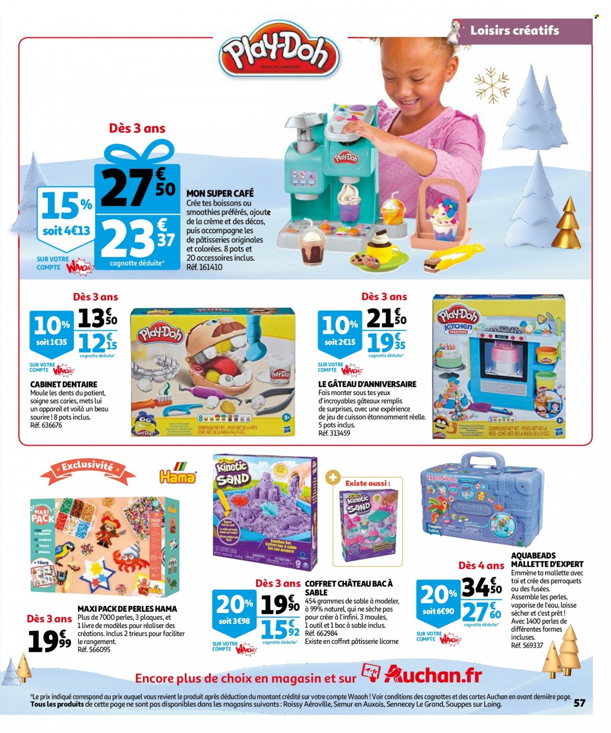 thumbnail - Catalogue Auchan - 14/10/2022 - 06/12/2022 - Produits soldés - moules, livre, licorne, mallette, Play-Doh. Page 57.