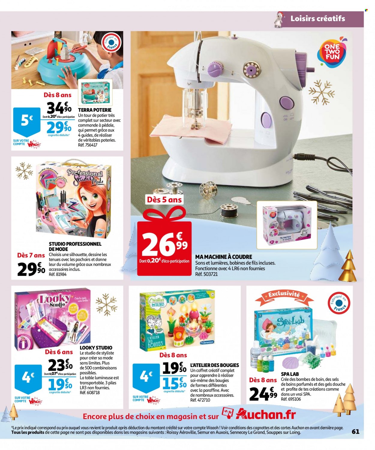 thumbnail - Catalogue Auchan - 14/10/2022 - 06/12/2022 - Produits soldés - table, bougie, machine à coudre, Looky Studio. Page 61.