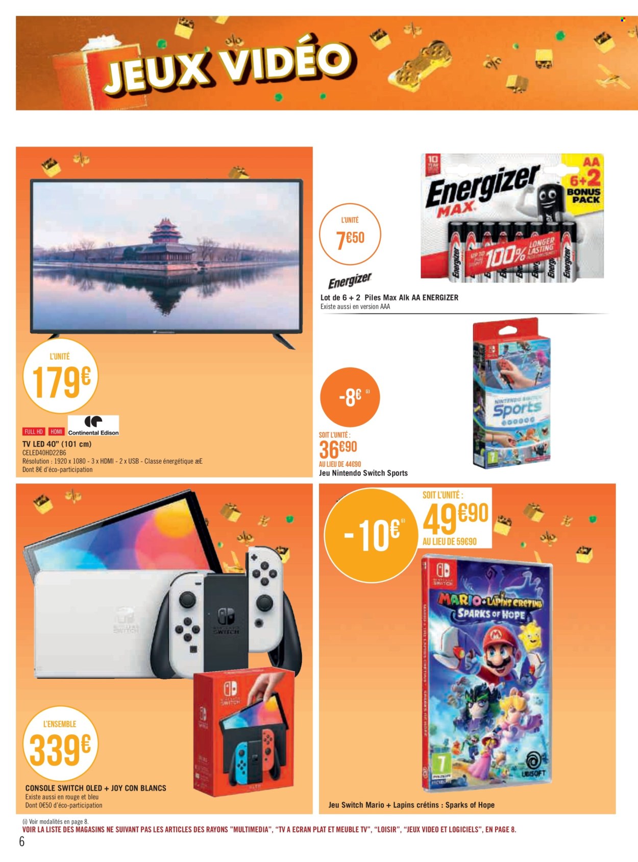 thumbnail - Catalogue Géant Casino - 24/10/2022 - 04/12/2022 - Produits soldés - jeu, console, Nintendo Switch, téléviseur, téléviseur LED, meuble tv. Page 6.