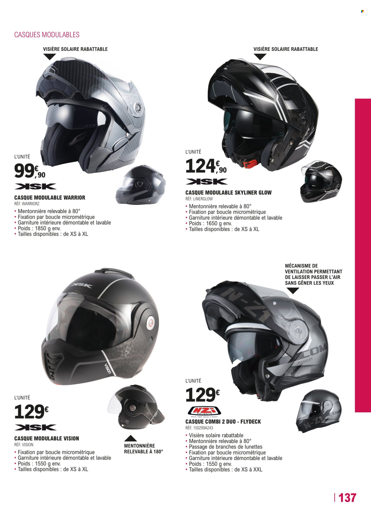 thumbnail - Catalogue E.Leclerc - 26/04/2022 - 31/03/2023 - Produits soldés - casque, lunettes, casque moto. Page 137.