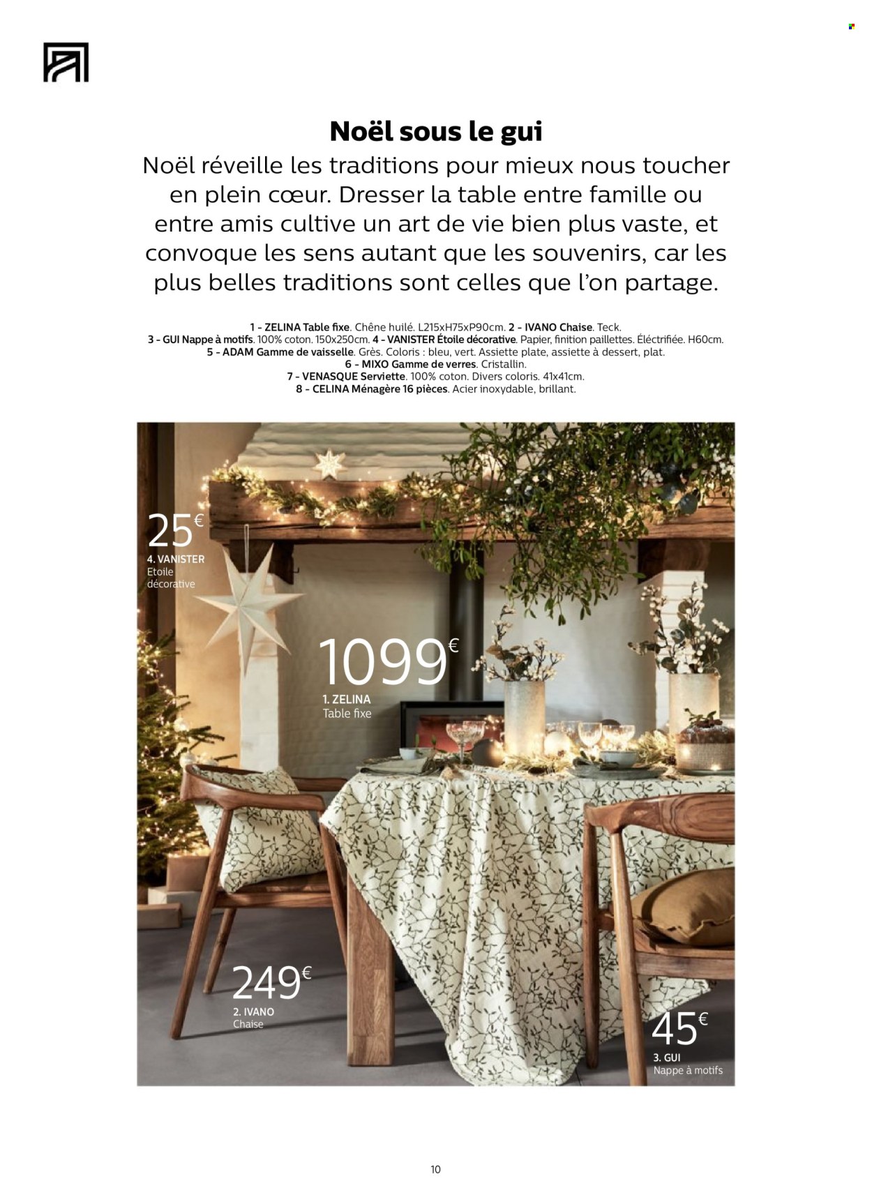 thumbnail - Catalogue alinea - Produits soldés - table, chaise, nappe, assiette, ménagère, serviette. Page 10.