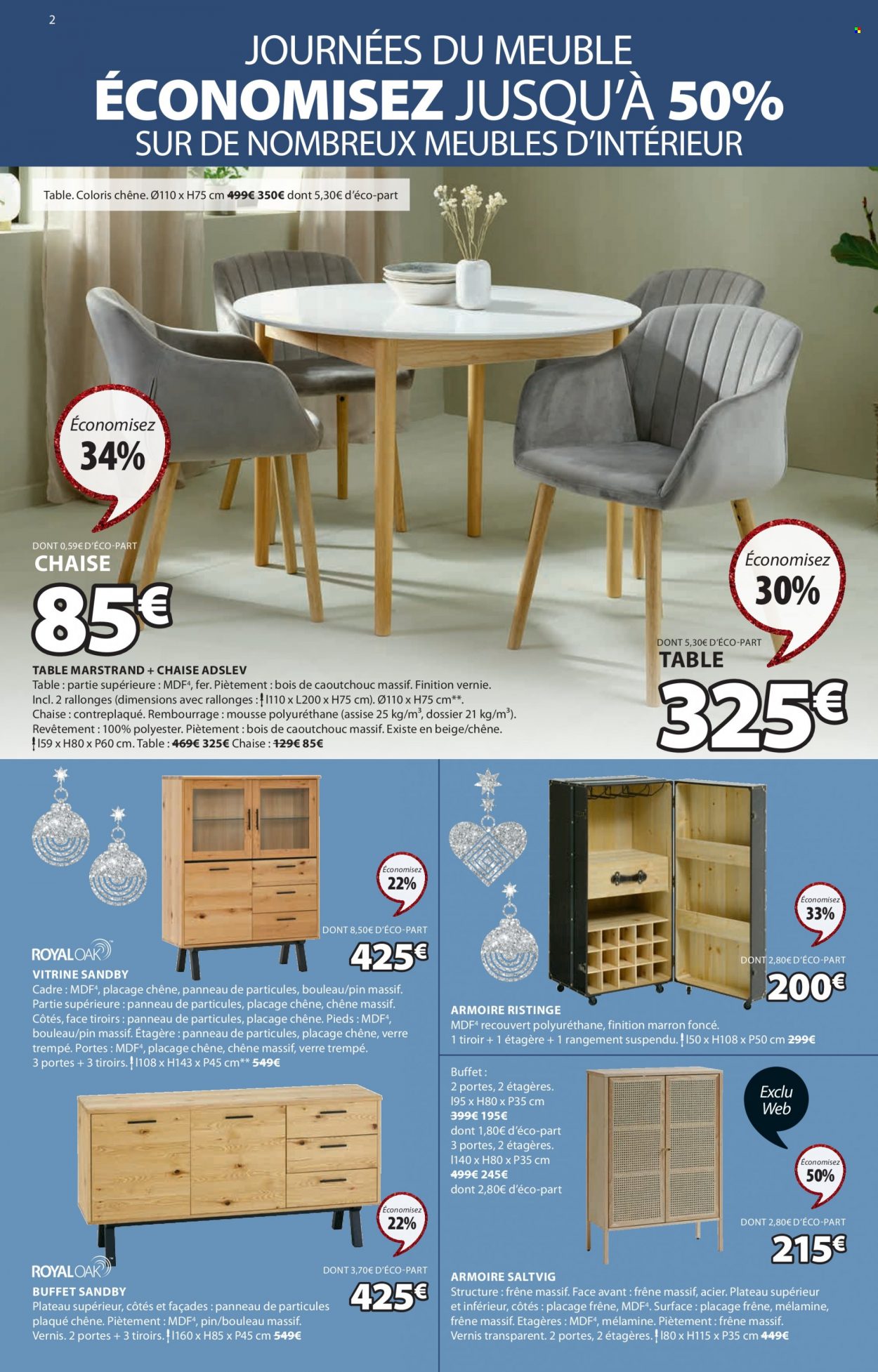 thumbnail - Catalogue JYSK - 01/11/2022 - 05/12/2022 - Produits soldés - table, chaise, armoire, buffet, vitrine. Page 2.