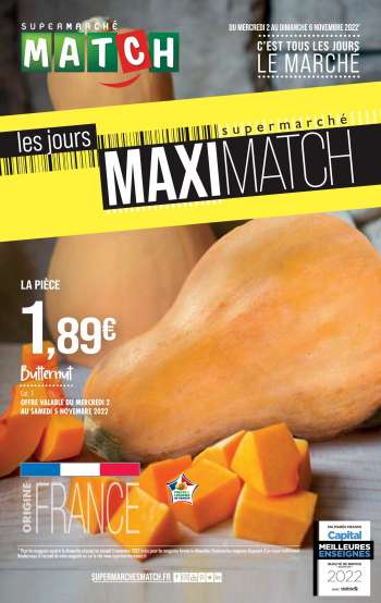 Catalogue Supermarché Match - 02/11/2022 - 06/11/2022.