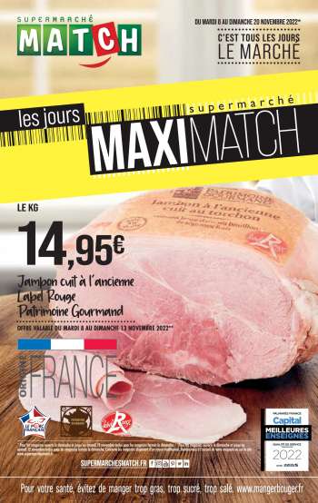 Catalogue Supermarché Match - 08/11/2022 - 20/11/2022.