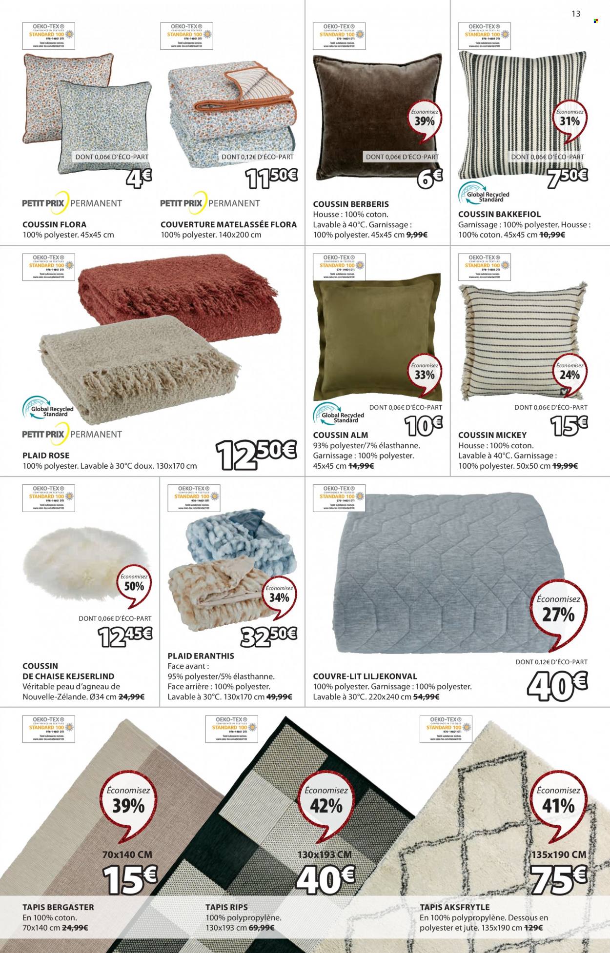 thumbnail - Catalogue JYSK - 01/11/2022 - 05/12/2022 - Produits soldés - galette de chaise, coussin, couvre lit, plaid, couverture matelassée, tapis. Page 13.