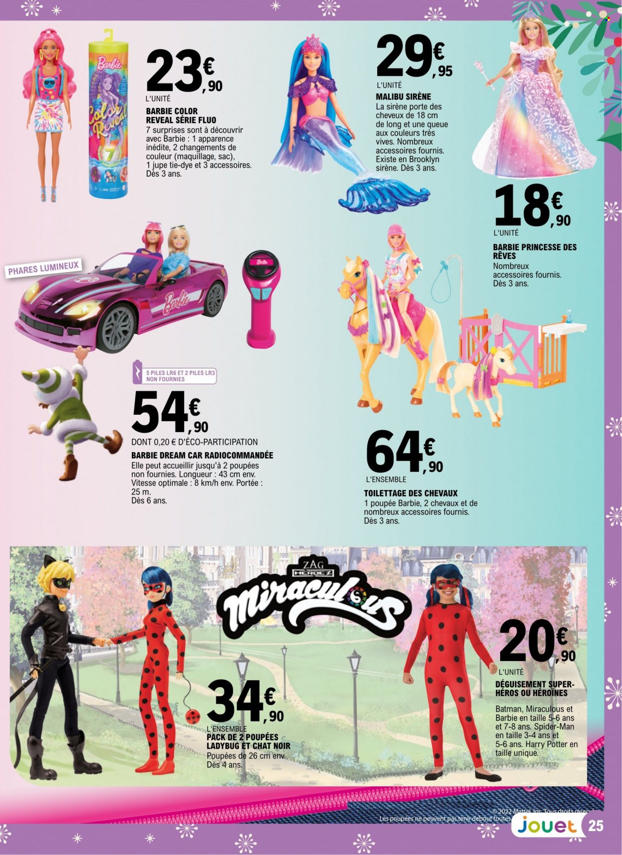 thumbnail - Catalogue E.Leclerc - 10/11/2022 - 04/12/2022 - Produits soldés - Harry Potter, Barbie, Batman, sac, costume, jupe, poupée. Page 25.