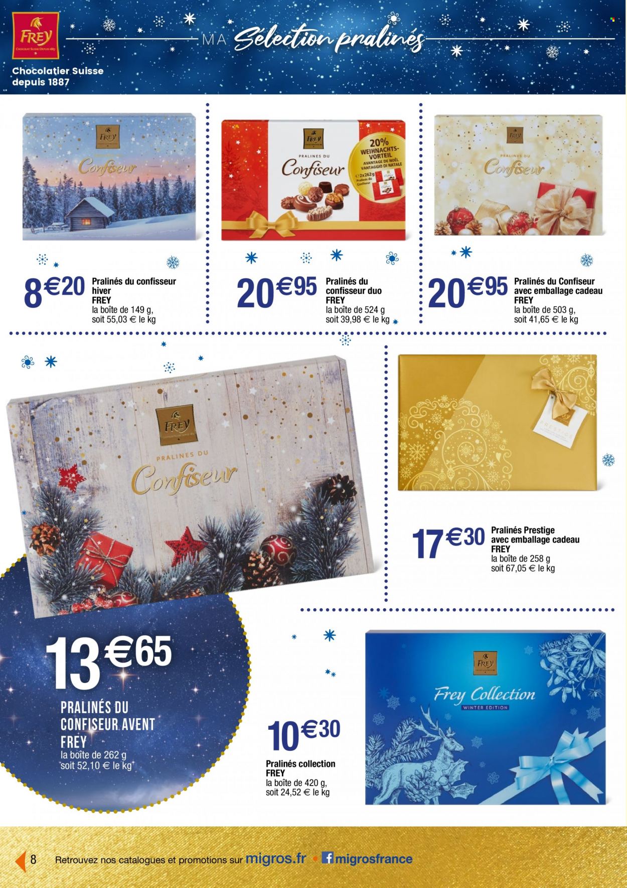 thumbnail - Catalogue Migros France - 14/11/2022 - 18/12/2022 - Produits soldés - chocolat, pralinés. Page 8.