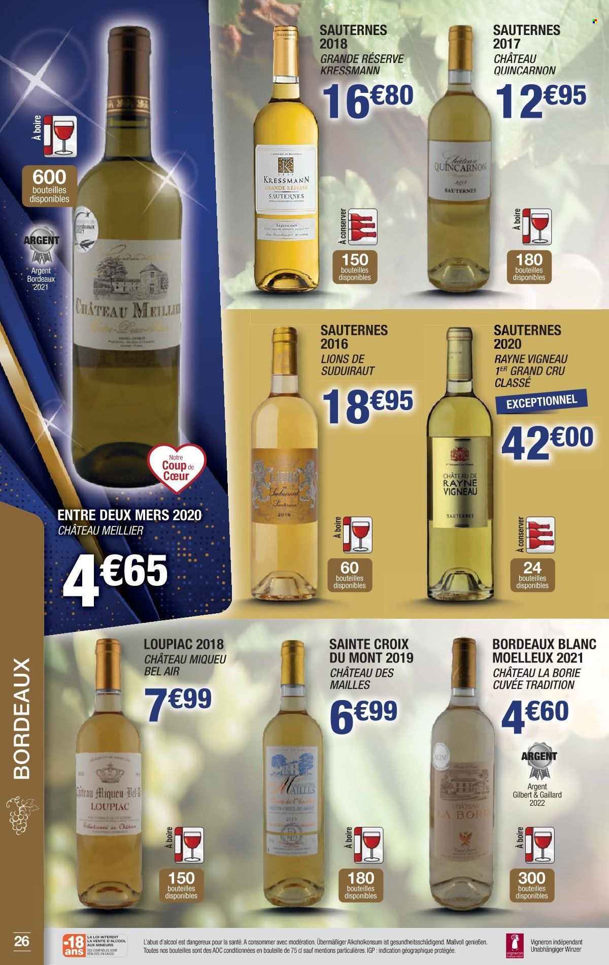 thumbnail - Catalogue Cora - 15/11/2022 - 31/12/2022 - Produits soldés - Bordeaux, vin blanc, vin rouge, Sauternes, Dell. Page 26.