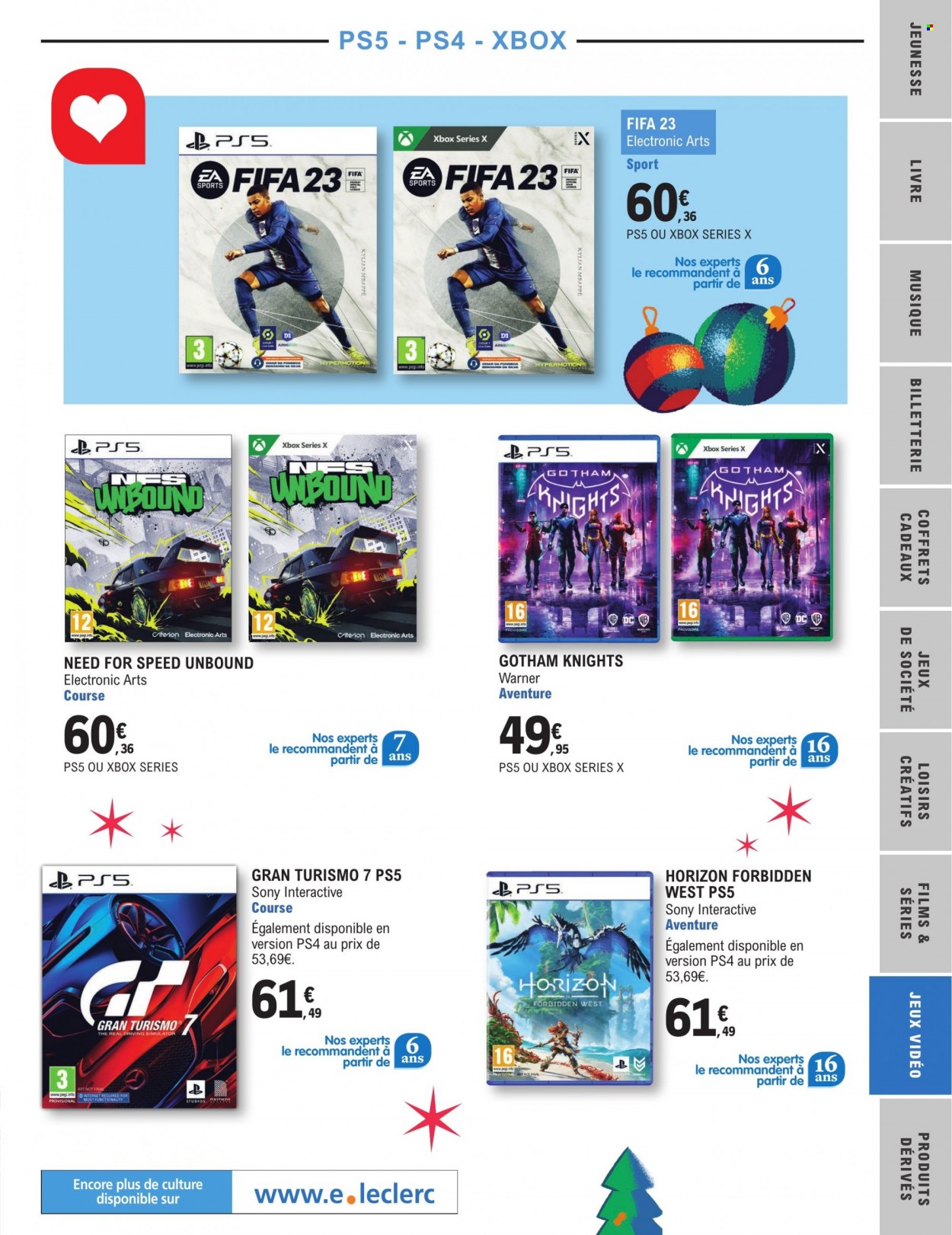 thumbnail - Catalogue E.Leclerc - 15/11/2022 - 24/12/2022 - Produits soldés - livre, Sony, Xbox, PS4, PS5. Page 91.