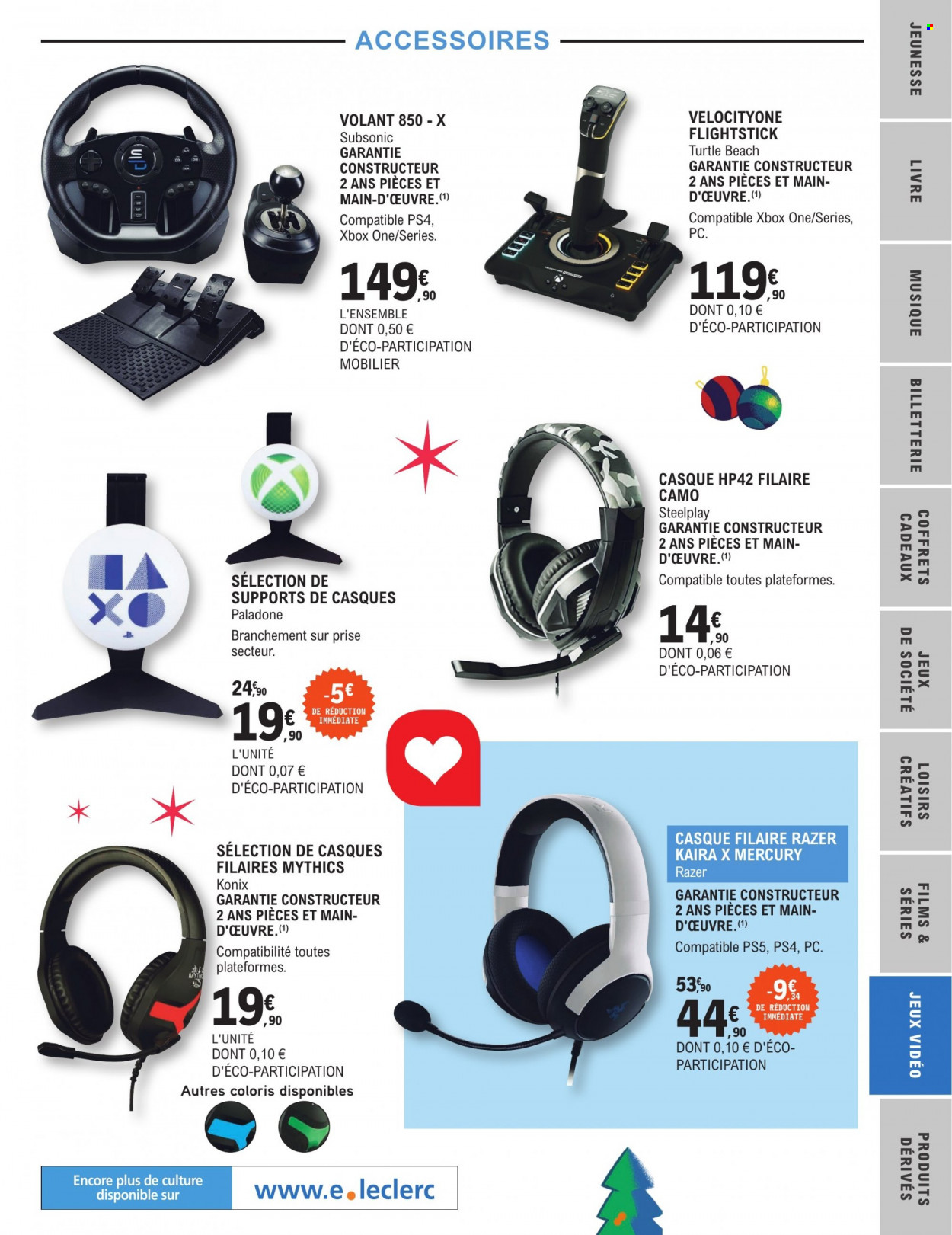 thumbnail - Catalogue E.Leclerc - 15/11/2022 - 24/12/2022 - Produits soldés - casque, livre, Xbox, Xbox One, PS4, PS5. Page 97.