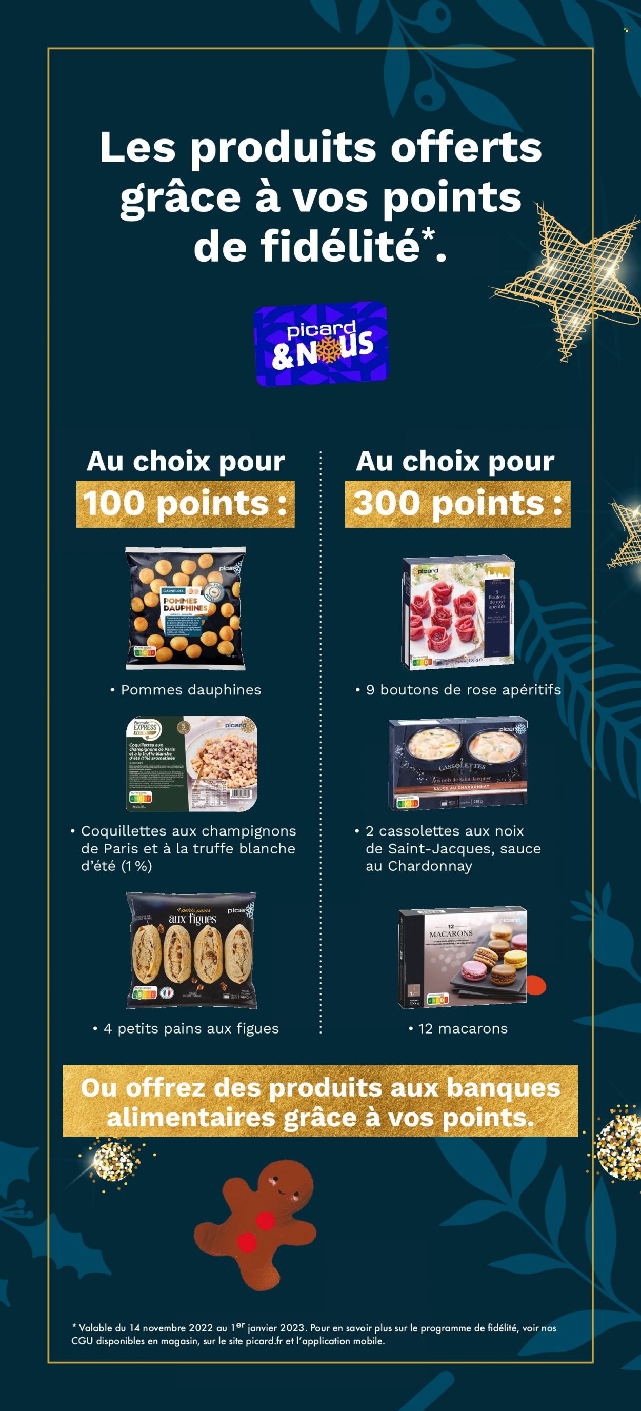 thumbnail - Catalogue Picard - 14/11/2022 - 04/12/2022 - Produits soldés - pommes, pain, macarons, champignon de Paris, chocolat. Page 20.