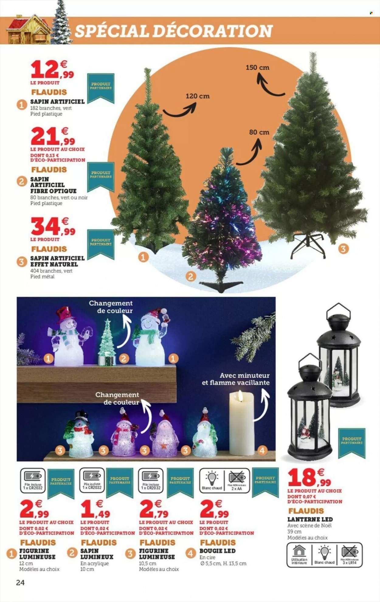 thumbnail - Catalogue HYPER U - 15/11/2022 - 24/12/2022 - Produits soldés - figurine, bougie, bougie LED, sapin artificiel, lanterne. Page 24.