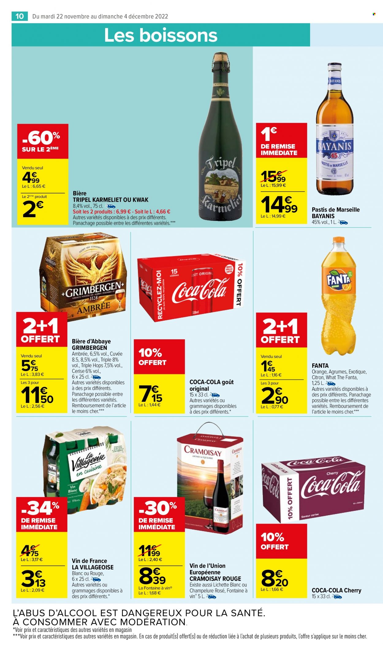 thumbnail - Catalogue Carrefour Market - 22/11/2022 - 04/12/2022 - Produits soldés - bière, Grimbergen, Kwak, Coca-Cola, Fanta, pastis. Page 12.