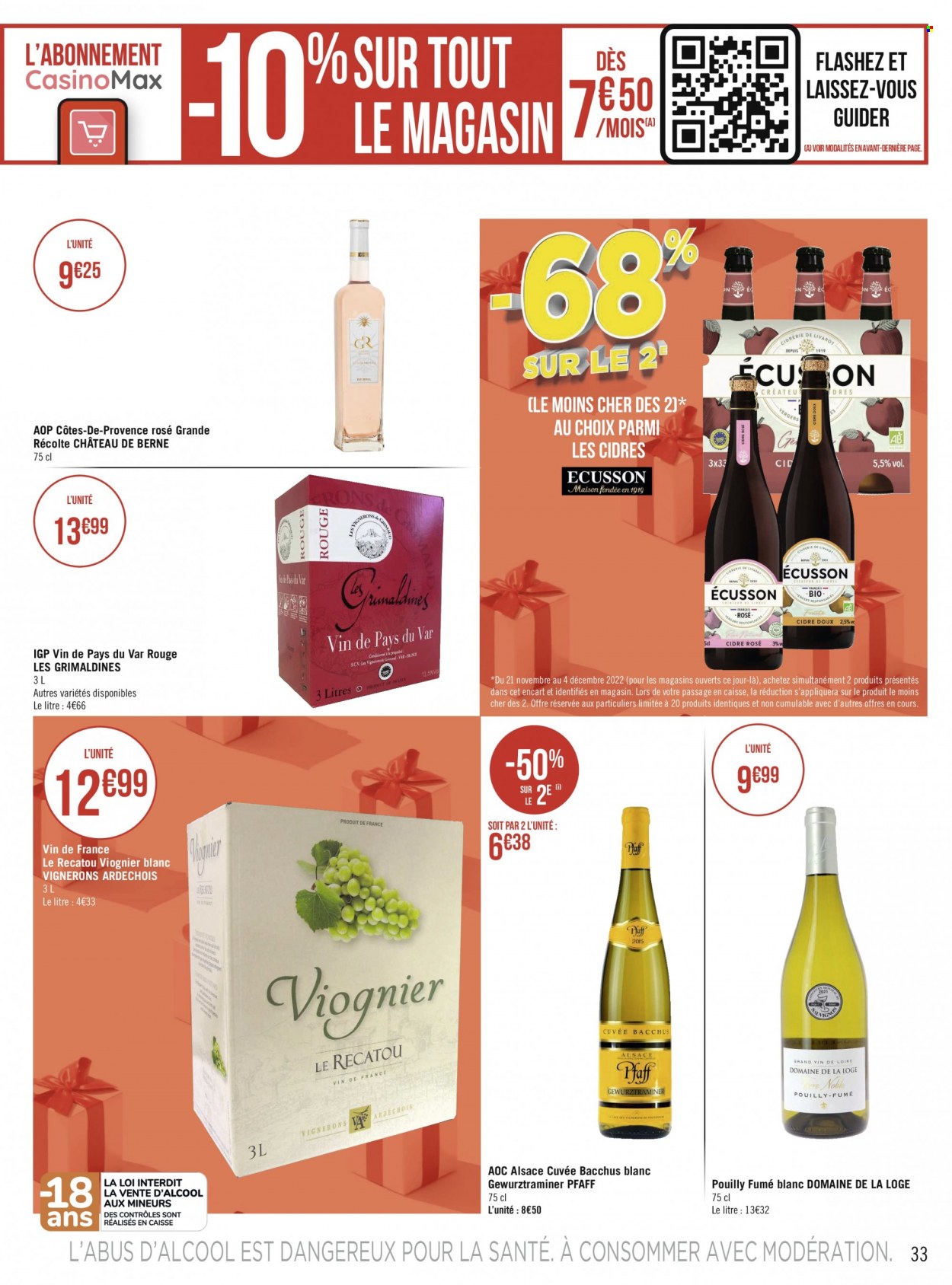 thumbnail - Catalogue Géant Casino - 21/11/2022 - 04/12/2022 - Produits soldés - vin blanc, vin. Page 33.