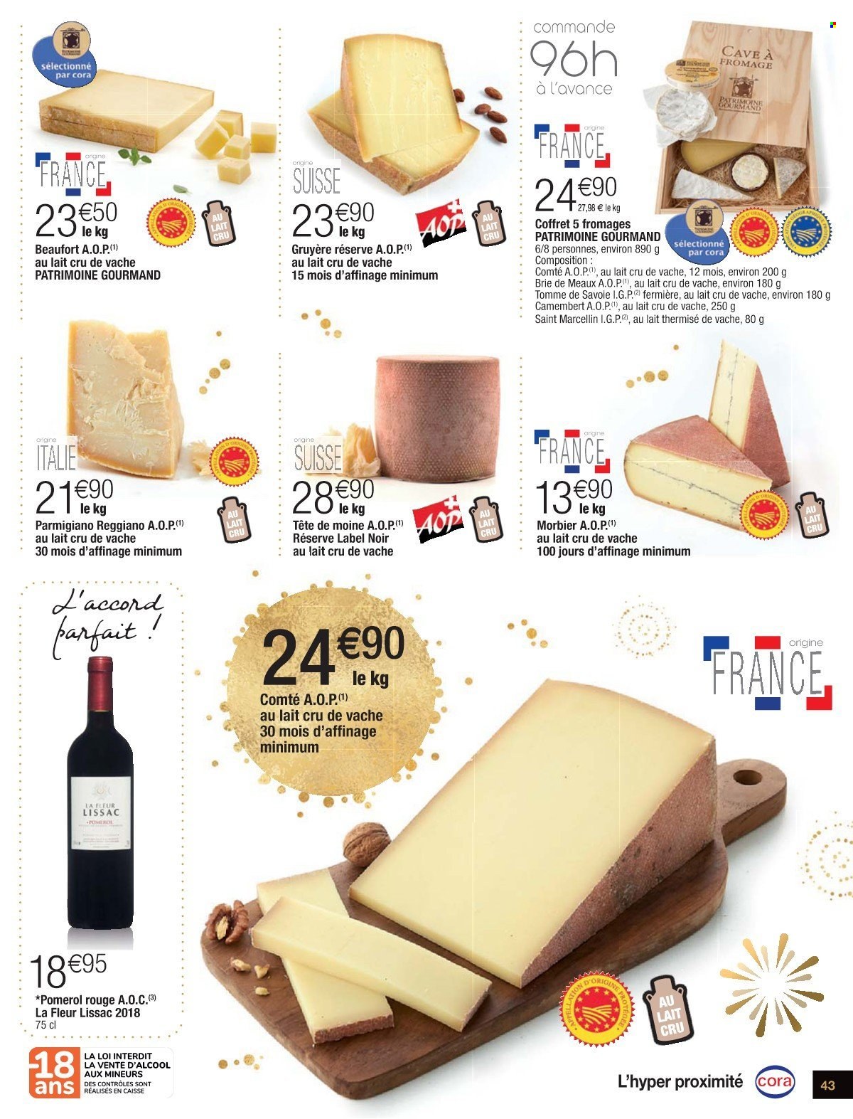 thumbnail - Catalogue Cora - 06/12/2022 - 31/12/2022 - Produits soldés - Brie, Beaufort, camembert, Comté, fromage, gruyère, parmesan, Saint Marcellin, Tête de Moine, Morbier. Page 43.