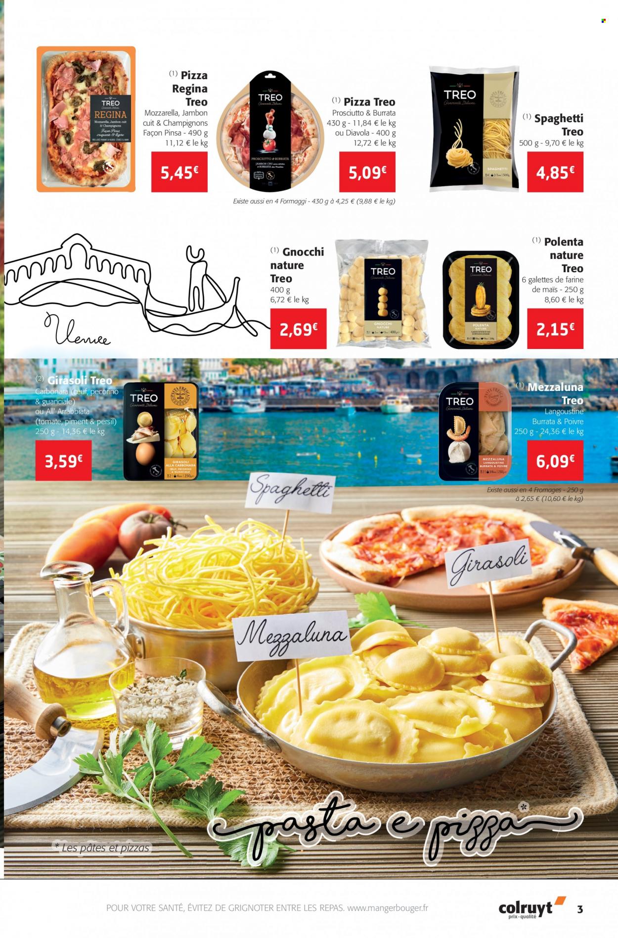 thumbnail - Catalogue Colruyt - 23/11/2022 - 04/12/2022 - Produits soldés - piment, maïs, galettes, pizza, gnocchi, girasoli, jambon sec, prosciutto, burrata, polenta, persil. Page 3.