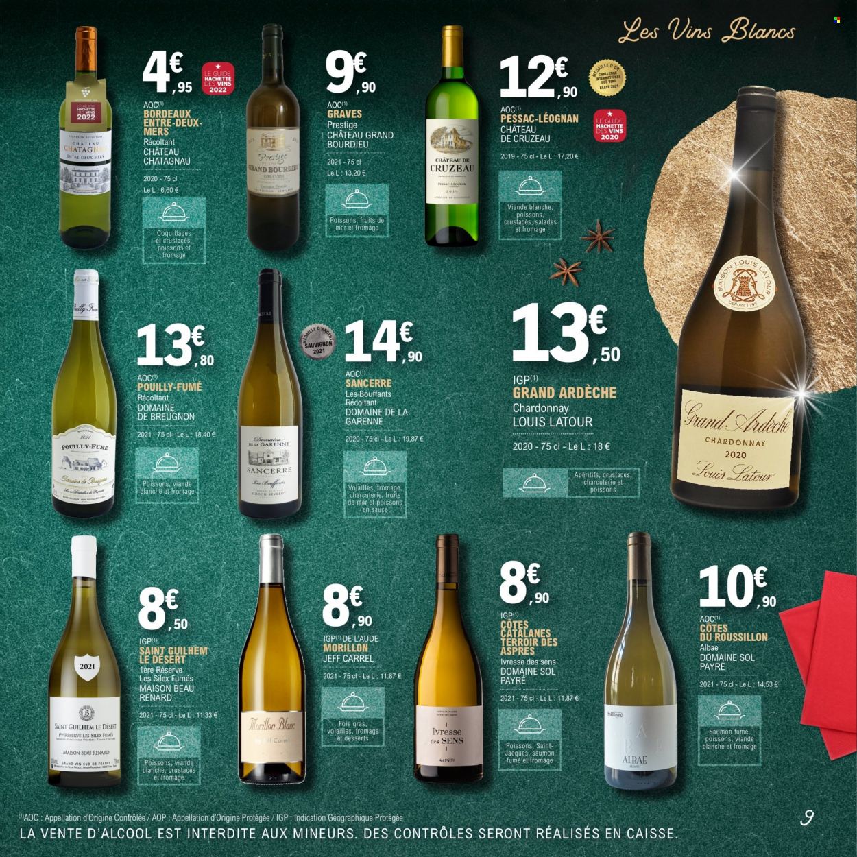 thumbnail - Catalogue E.Leclerc - 22/11/2022 - 24/12/2022 - Produits soldés - Bordeaux, Côtes du Roussillon, vin rouge, Cabernet Sauvignon, maison. Page 9.