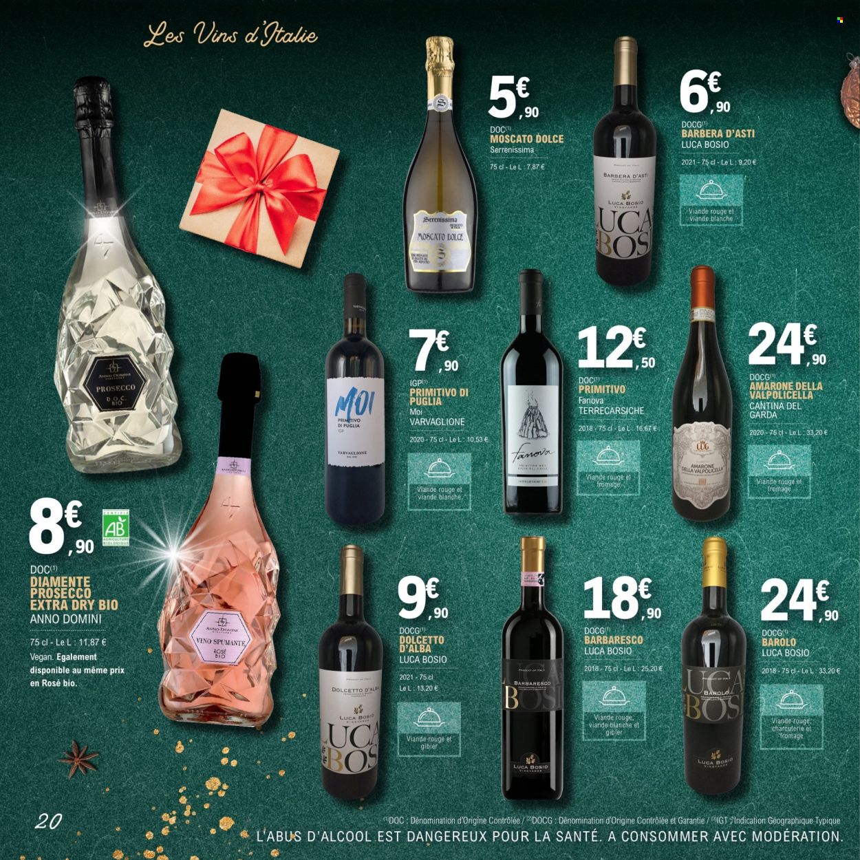 thumbnail - Catalogue E.Leclerc - 22/11/2022 - 24/12/2022 - Produits soldés - vin rouge, Prosecco. Page 20.