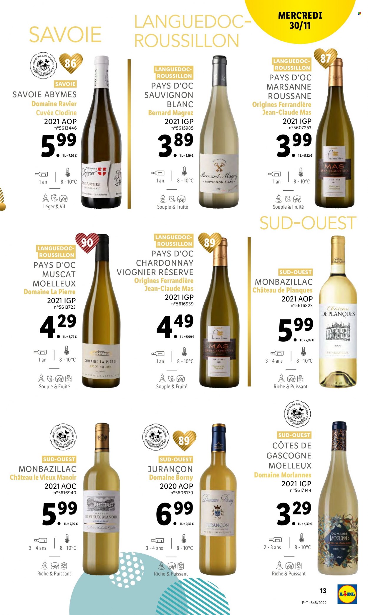 thumbnail - Catalogue Lidl - 30/11/2022 - 06/12/2022 - Produits soldés - alcool, Côtes de Gascogne, vin blanc, Sauvignon Blanc, vin, Cabernet Sauvignon, jeans. Page 13.