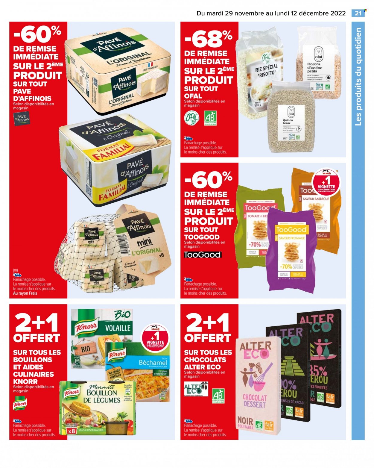 thumbnail - Catalogue Carrefour Hypermarchés - 29/11/2022 - 12/12/2022 - Produits soldés - Knorr, fromage, Pavé d'Affinois, chocolat. Page 25.