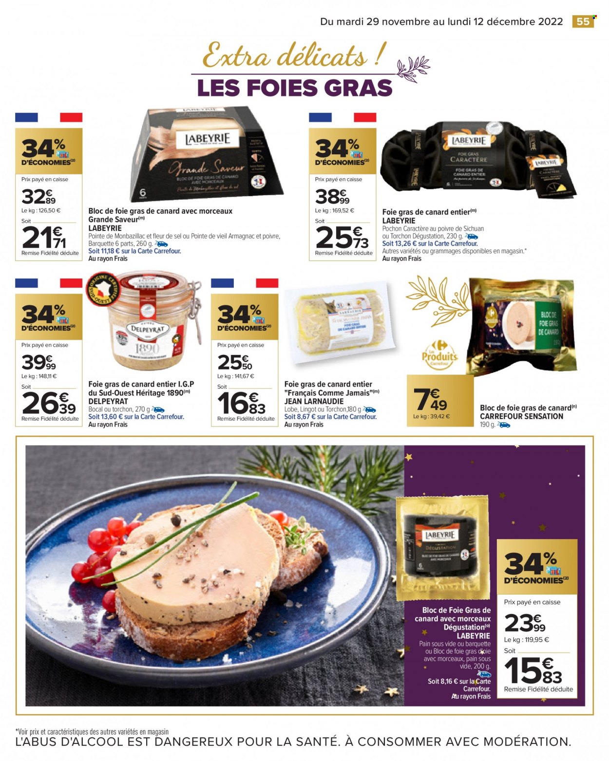 thumbnail - Catalogue Carrefour Hypermarchés - 29/11/2022 - 12/12/2022 - Produits soldés - pain, Labeyrie, armagnac, bocal, torchon, jeans. Page 59.
