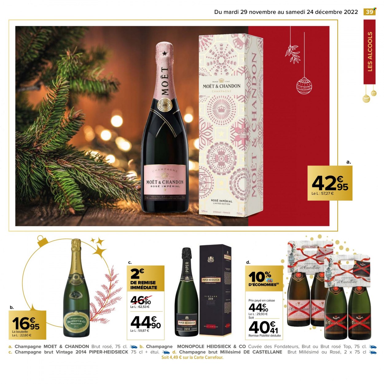 thumbnail - Catalogue Carrefour Hypermarchés - 29/11/2022 - 24/12/2022 - Produits soldés - alcool, Moët & Chandon. Page 39.