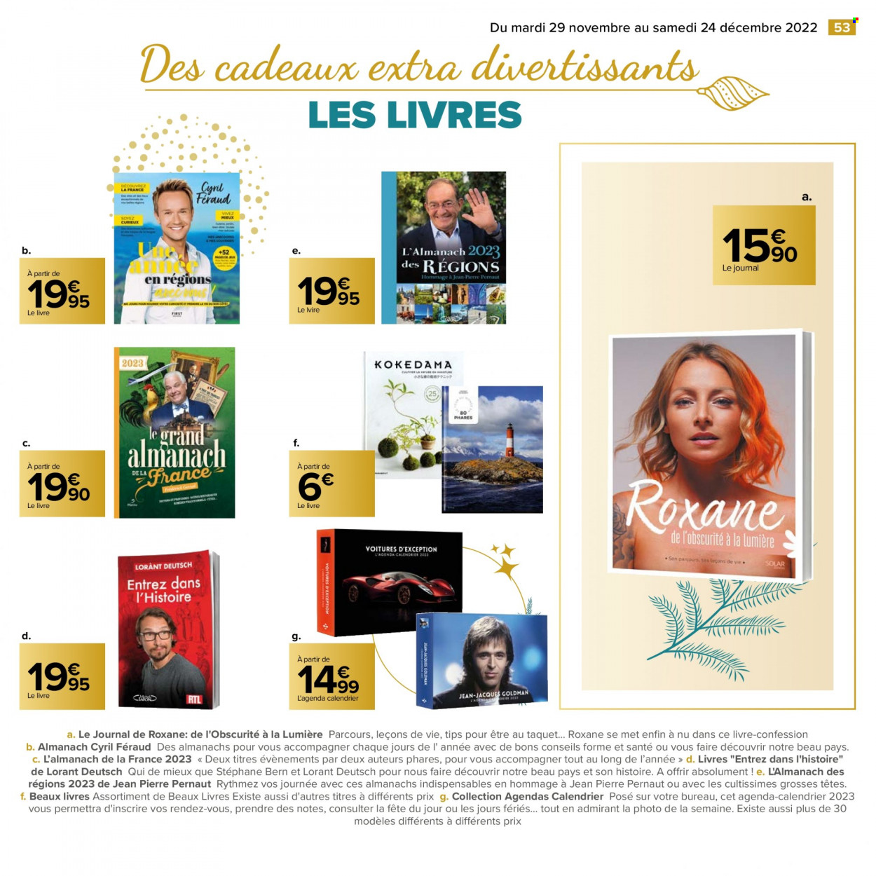 thumbnail - Catalogue Carrefour Hypermarchés - 29/11/2022 - 24/12/2022 - Produits soldés - calendrier, livre, jeans. Page 53.