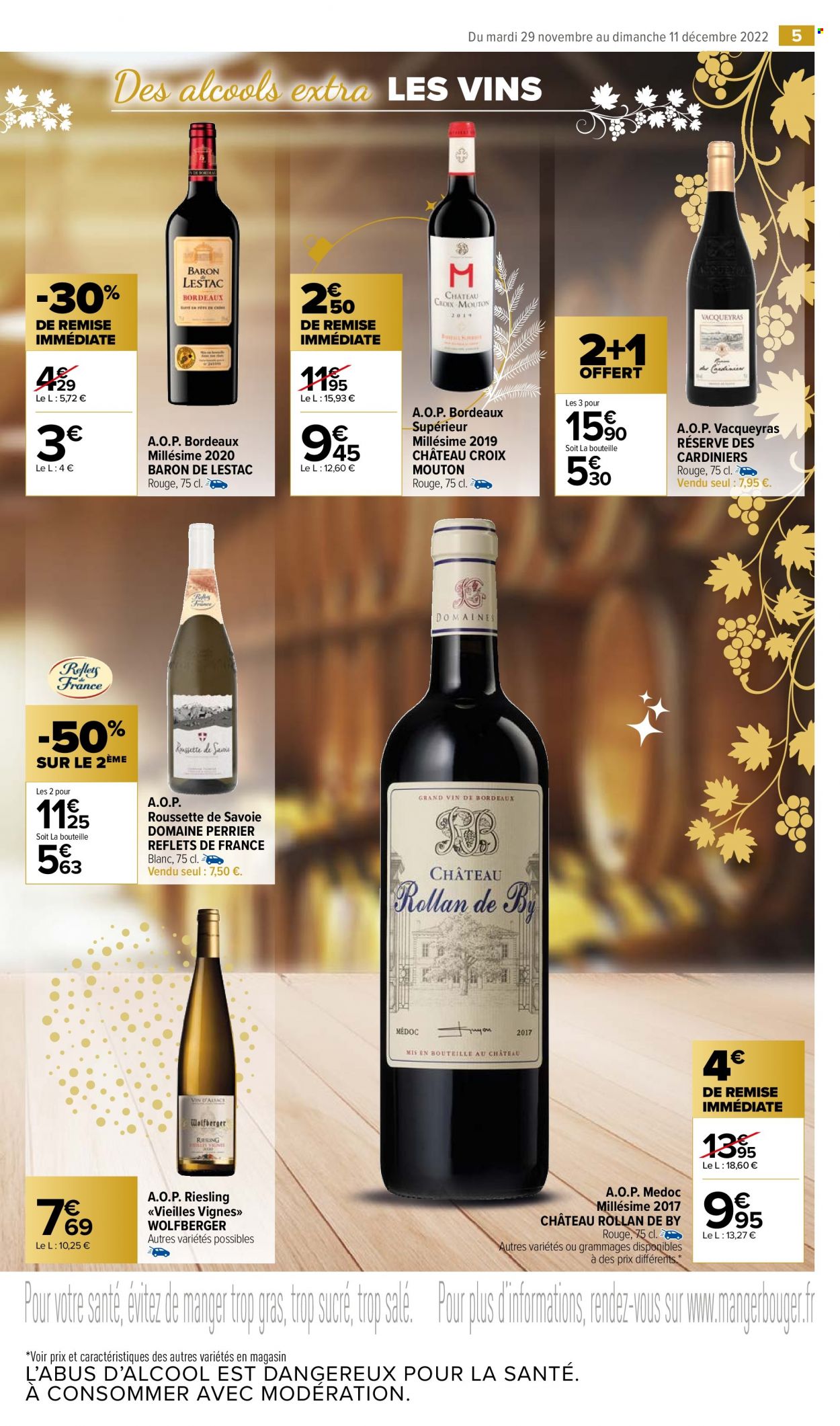 thumbnail - Catalogue Carrefour Market - 29/11/2022 - 11/12/2022 - Produits soldés - Perrier, Bordeaux, vin blanc, vin rouge, Riesling. Page 7.