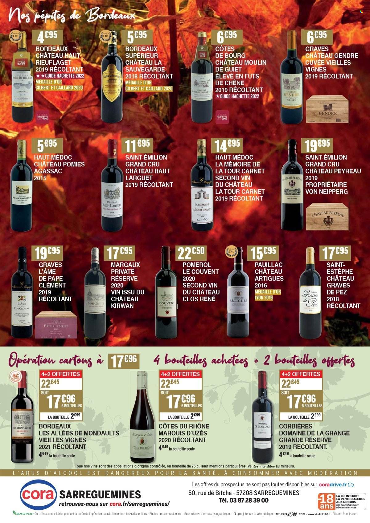 thumbnail - Catalogue Cora - 29/11/2022 - 24/12/2022 - Produits soldés - Gilbert, Bordeaux, Corbières, Côtes du Rhône, vin rouge, vin. Page 4.