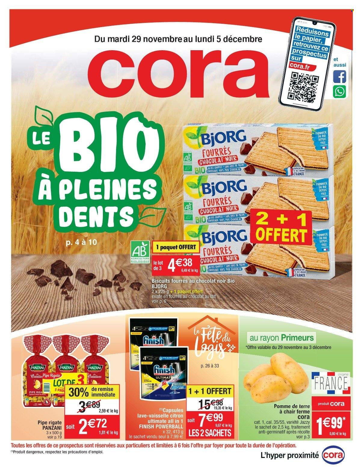 thumbnail - Catalogue Cora - 29/11/2022 - 05/12/2022 - Produits soldés - pommes de terre, Bjorg, biscuits, Panzani, Finish, RIGA. Page 1.
