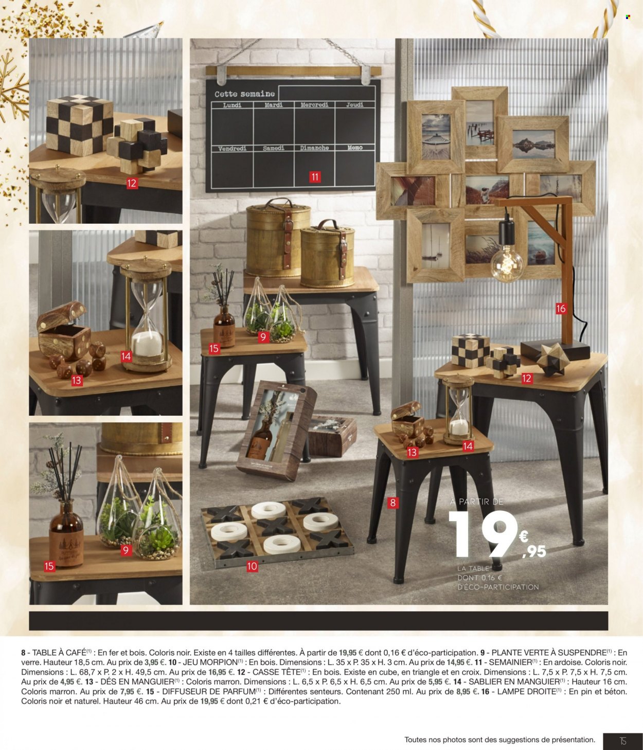 thumbnail - Catalogue E.Leclerc - 29/11/2022 - 17/12/2022 - Produits soldés - table, jeu, verre, diffuseur, lampe, plantes vertes. Page 15.