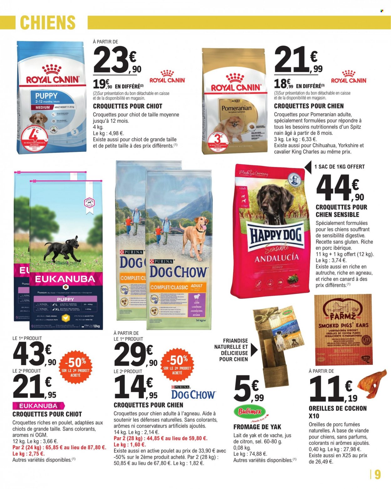 thumbnail - Catalogue E.Leclerc - 29/11/2022 - 17/12/2022 - Produits soldés - viande de canard, fromage, sel, Purina, croquettes chien. Page 9.