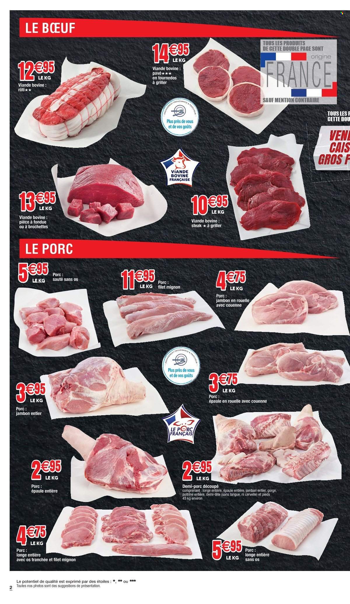thumbnail - Catalogue Cora - 30/11/2022 - 10/12/2022 - Produits soldés - steak, filet mignon, pièce à fondue, sauté de porc, jambon. Page 2.