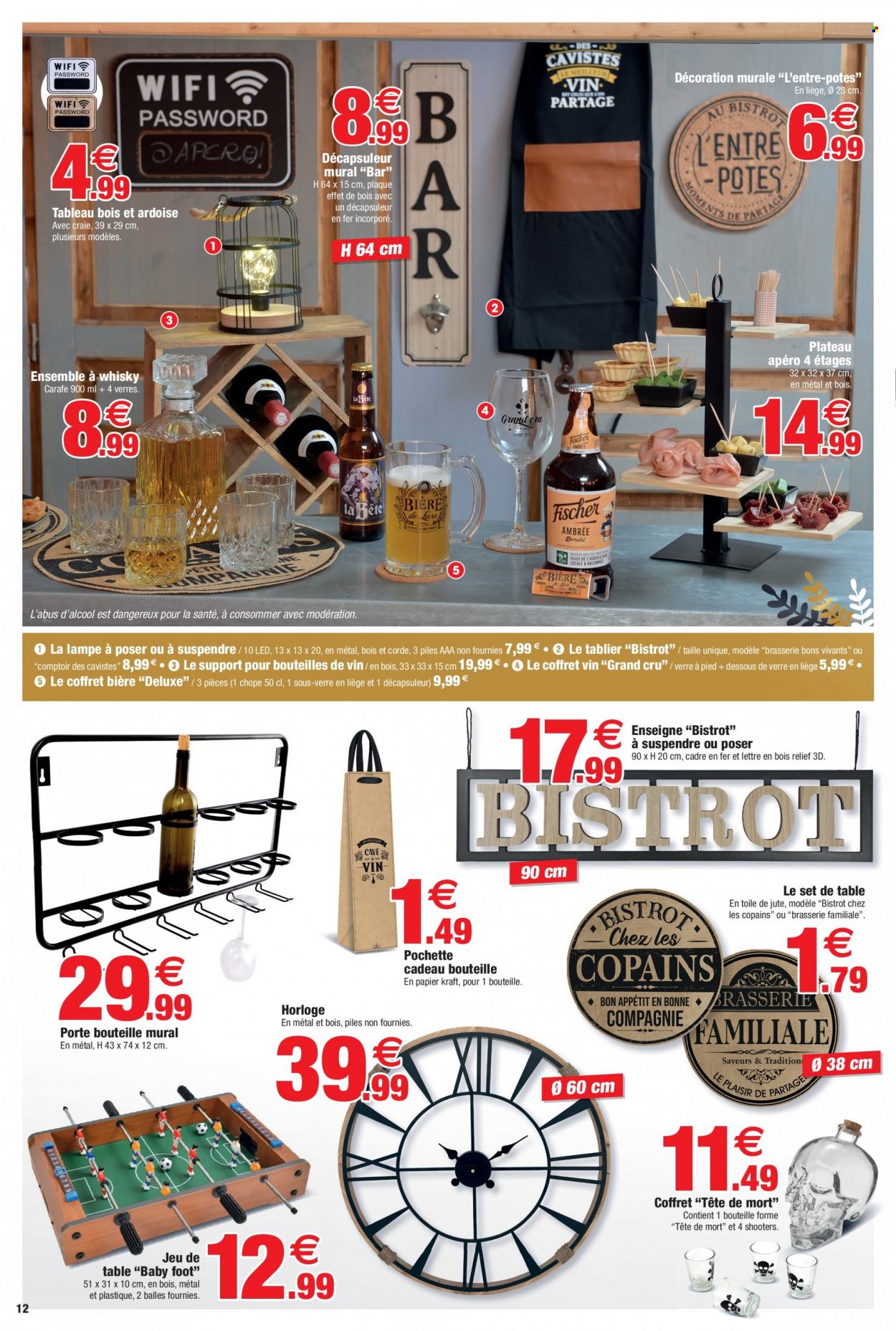 thumbnail - Catalogue Bazarland - 30/11/2022 - 18/12/2022 - Produits soldés - carafe, set de table, tablier, horloge, décoration maison, ballon, lampe. Page 12.