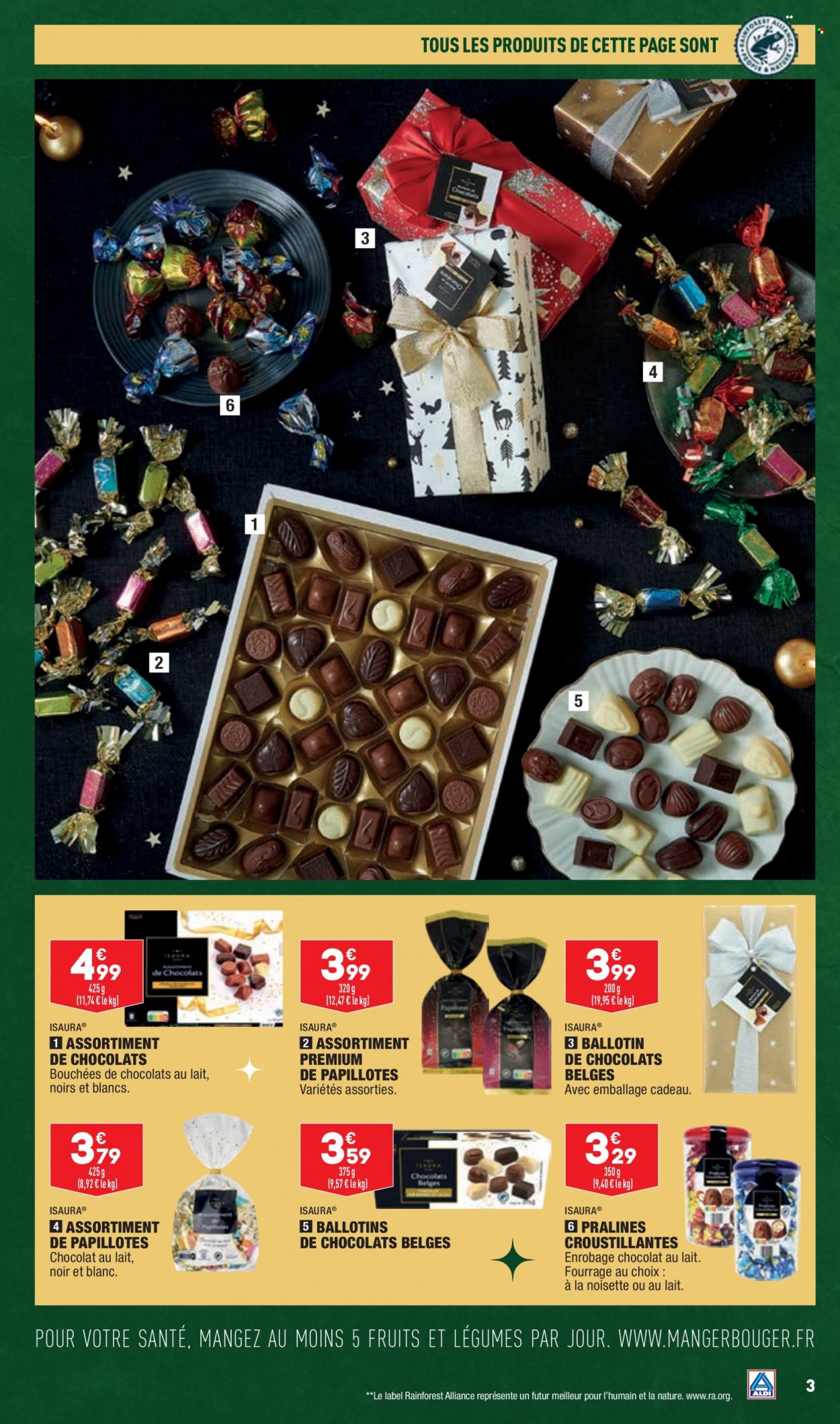 thumbnail - Catalogue ALDI - 06/12/2022 - 12/12/2022 - Produits soldés - bouchées, chocolat, chocolat au lait, pralinés, papillotes. Page 5.