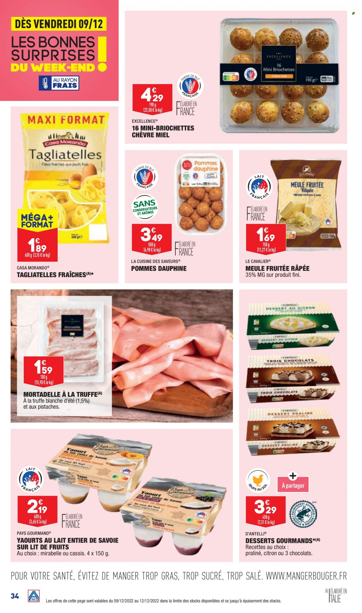 thumbnail - Catalogue ALDI - 06/12/2022 - 12/12/2022 - Produits soldés - pommes, brioche, mortadella, yaourt, chocolat, pralinés, pâtes, tagliatelles. Page 37.