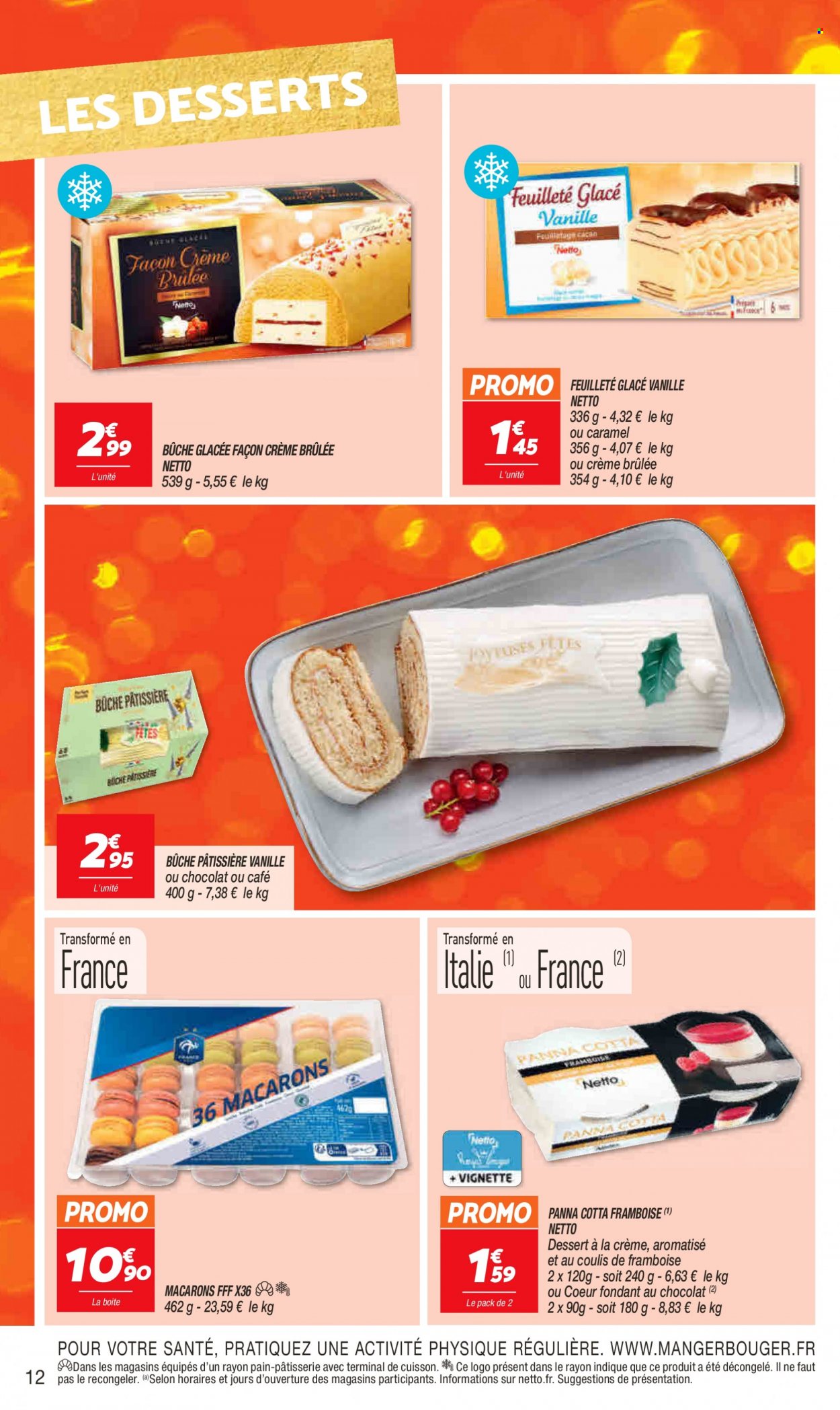 thumbnail - Catalogue Netto - 29/11/2022 - 05/12/2022 - Produits soldés - macarons, bûche glacée, dessert, glace. Page 12.