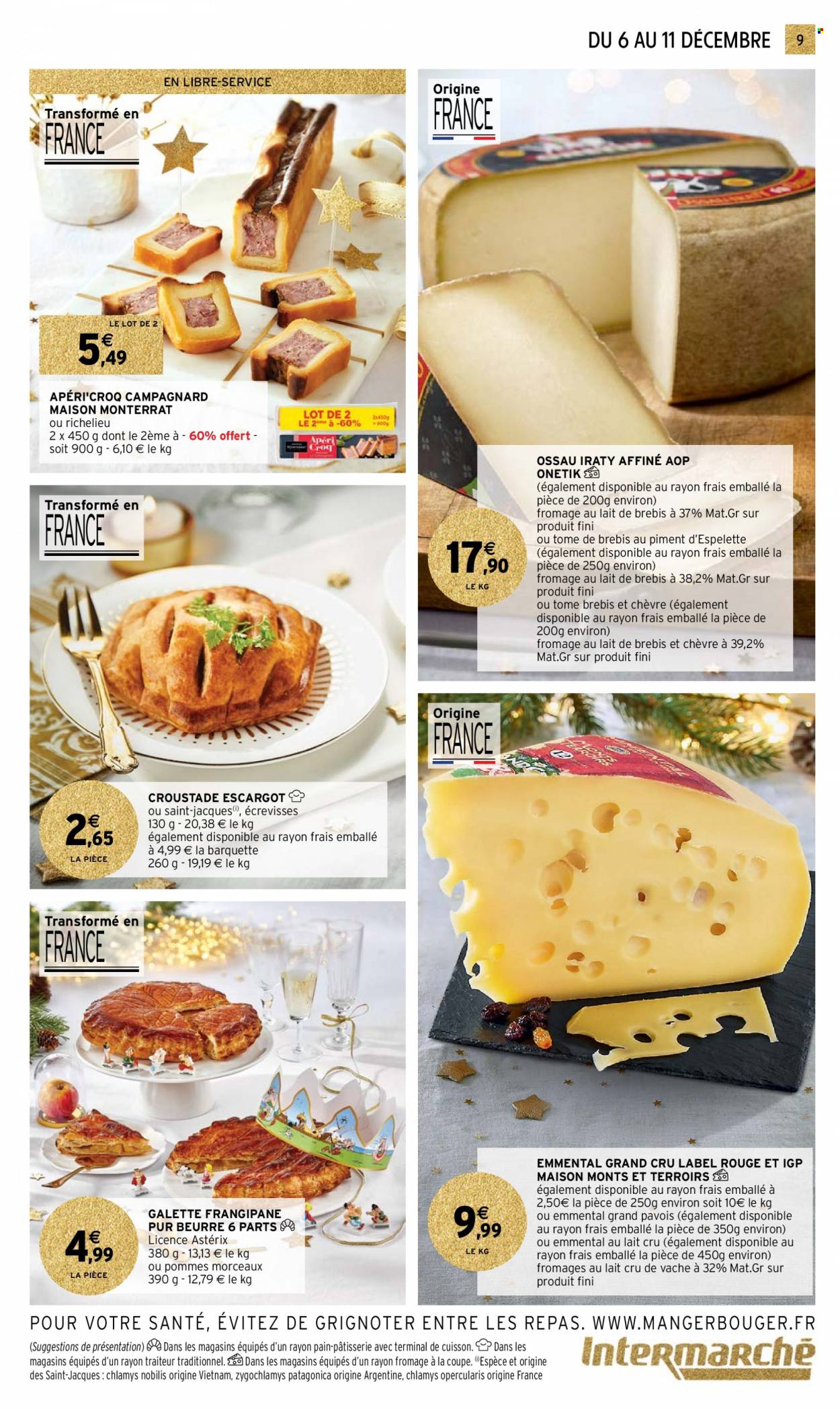 thumbnail - Catalogue Intermarché Contact - 06/12/2022 - 11/12/2022 - Produits soldés - galettes, escargots, campagnard, fromage, Ossau-Iraty. Page 9.