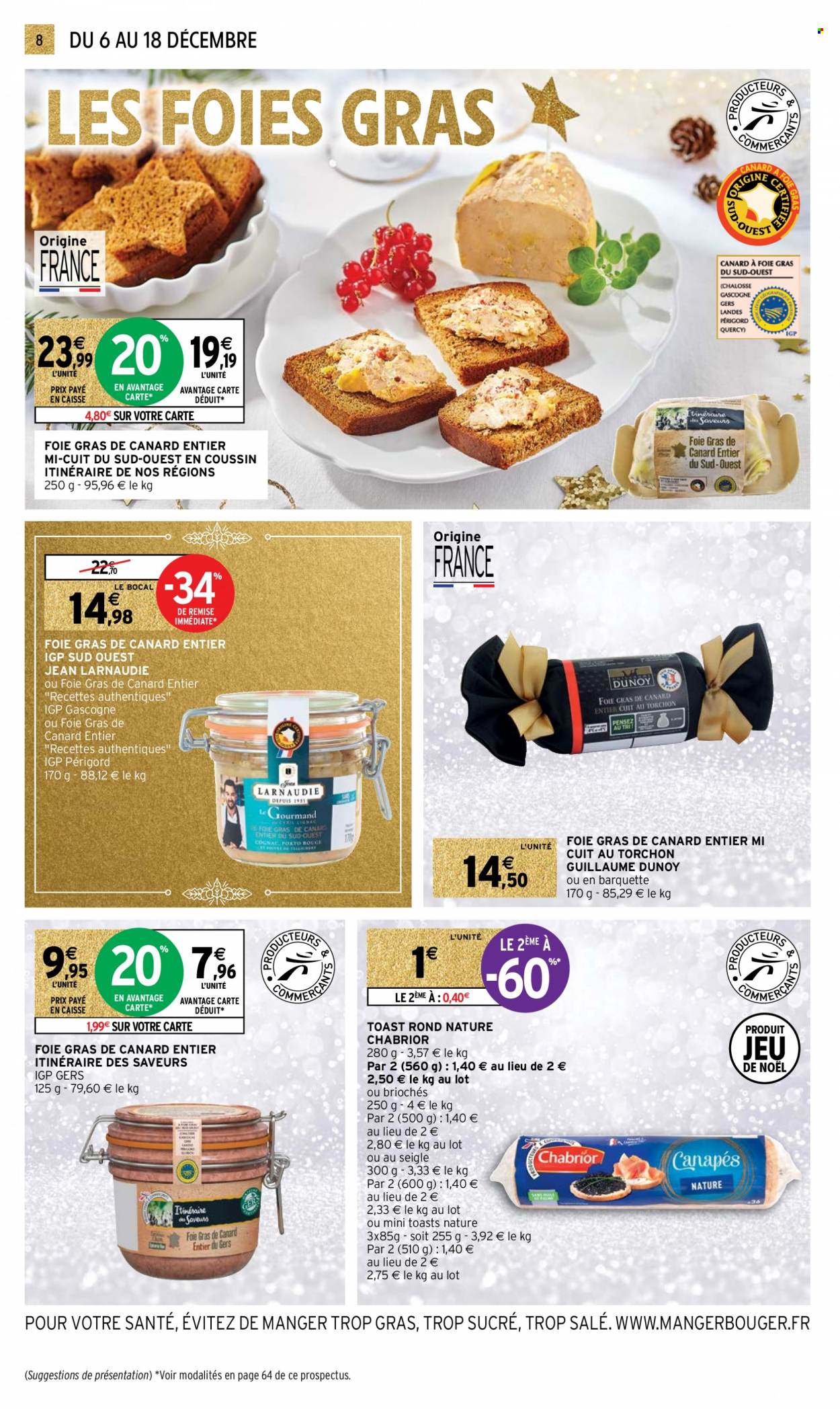 thumbnail - Catalogue Intermarché Hyper - 06/12/2022 - 18/12/2022 - Produits soldés - brioche, toast, foie gras, coussin, jeans. Page 8.