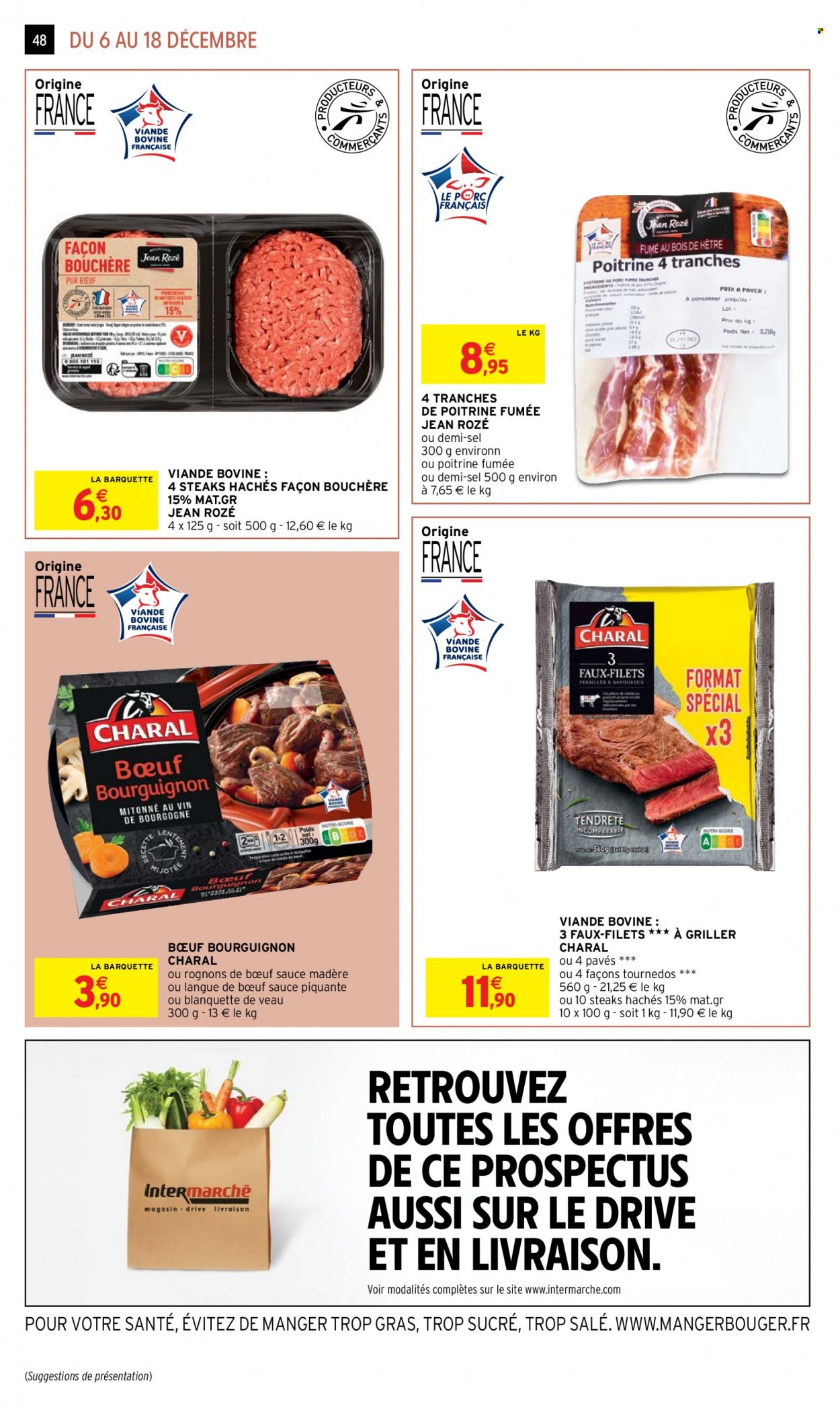 thumbnail - Catalogue Intermarché Hyper - 06/12/2022 - 18/12/2022 - Produits soldés - viande de veau, langue de bœuf, rognons de bœuf, steak haché, viande hachée. Page 48.