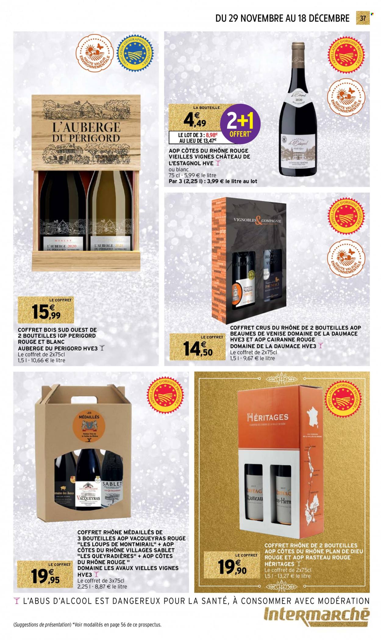 thumbnail - Catalogue Intermarché - 29/11/2022 - 18/12/2022 - Produits soldés - Côtes du Rhône, vin. Page 37.