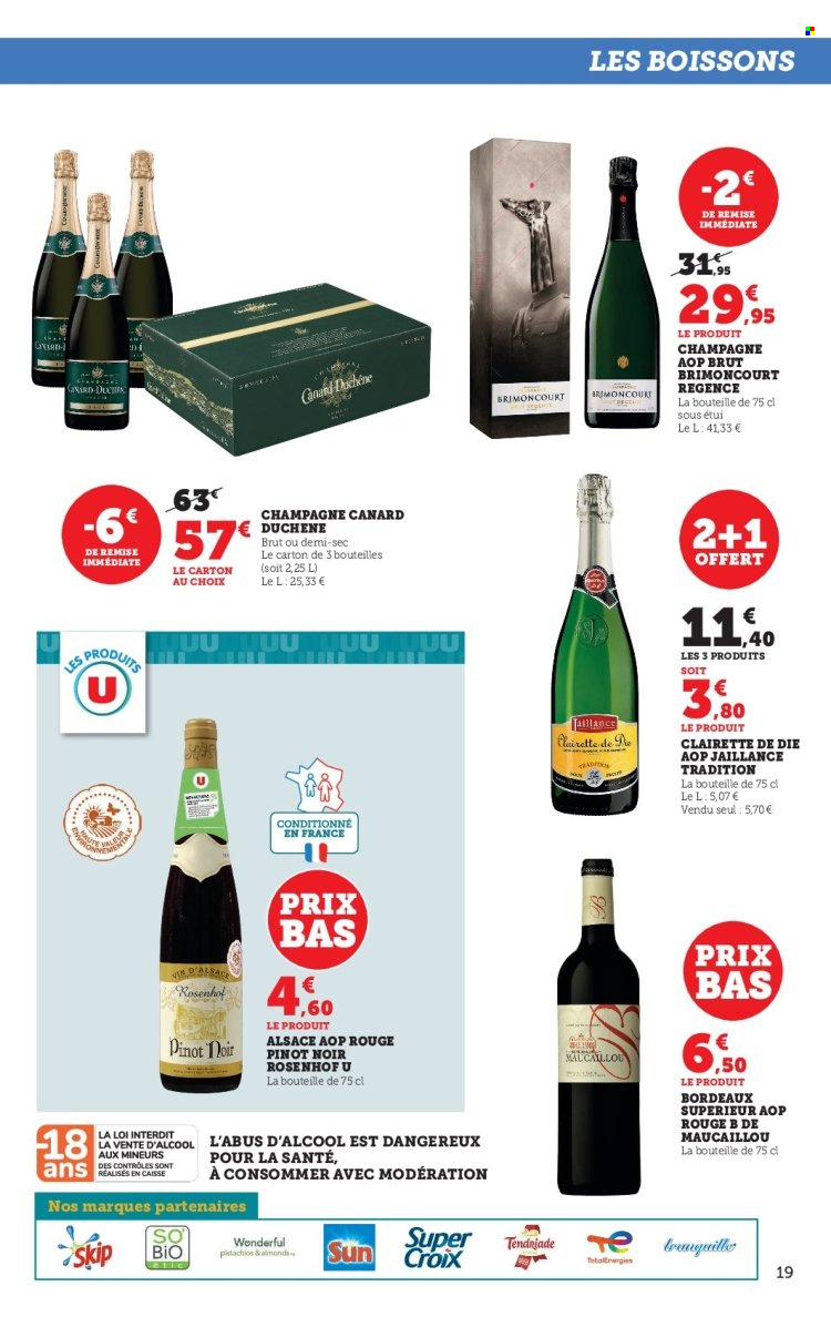 thumbnail - Catalogue SUPER U - 29/11/2022 - 10/12/2022 - Produits soldés - pain, Bordeaux, champagne, vin rouge, vin, Skip. Page 19.