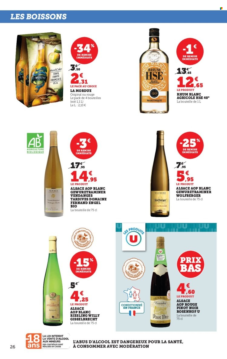 thumbnail - Catalogue HYPER U - 29/11/2022 - 10/12/2022 - Produits soldés - vin blanc, vin, Riesling, rhum, rhum blanc. Page 26.