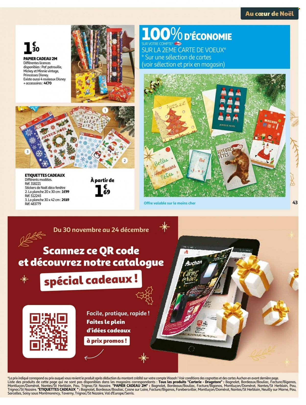 thumbnail - Catalogue Auchan - 30/11/2022 - 06/12/2022 - Produits soldés - Disney, Bordeaux, vin rouge, papier cadeau. Page 43.