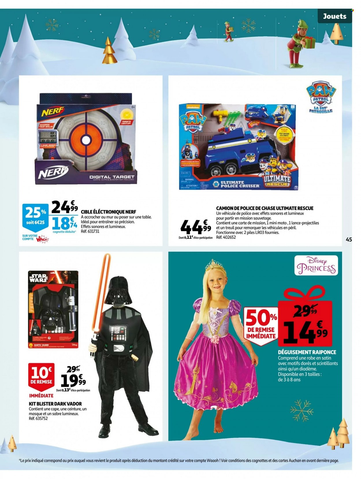 thumbnail - Catalogue Auchan - 30/11/2022 - 06/12/2022 - Produits soldés - Disney, costume, robe, ceinture, treuil, camion, Nerf, moto. Page 45.