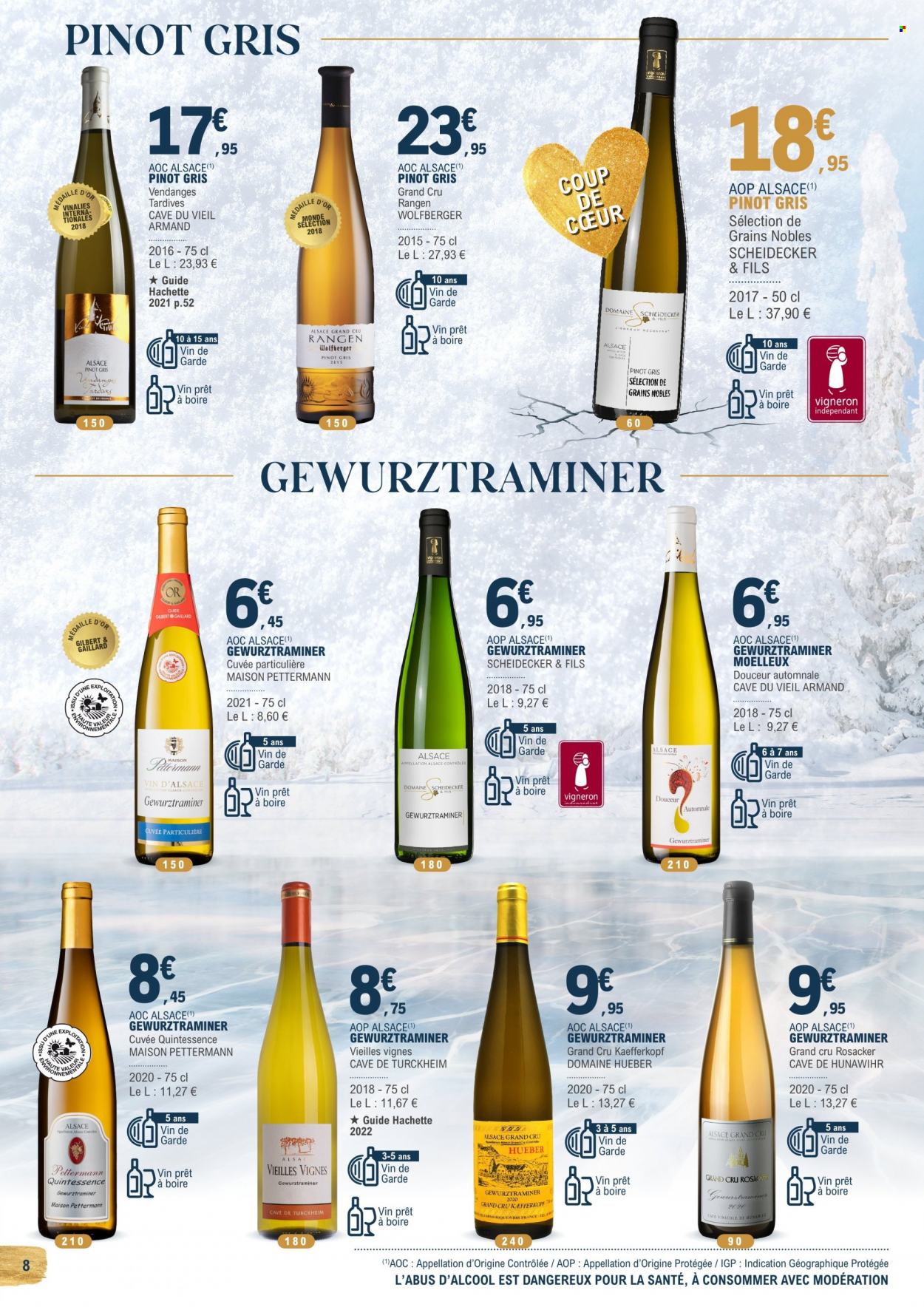 thumbnail - Catalogue E.Leclerc - 30/11/2022 - 24/12/2022 - Produits soldés - Gilbert, vin blanc, vin d’Alsace, Pinot Gris, vin, maison. Page 8.