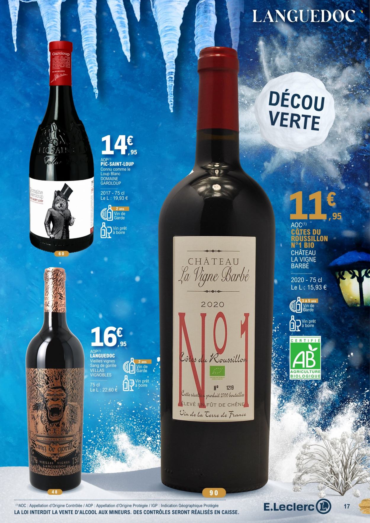 thumbnail - Catalogue E.Leclerc - 30/11/2022 - 24/12/2022 - Produits soldés - Côtes du Roussillon, vin. Page 17.